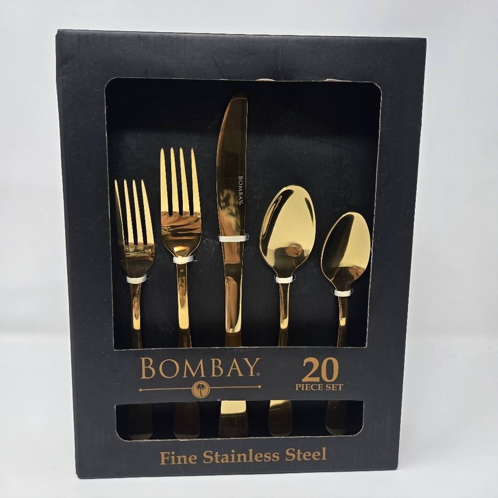 NEW Bombay 20 Pc Set MARIGOLD Fine Stainless Steel Utensils Flatware